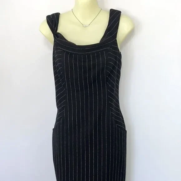 Milly Dress Sheath Cowl Neck Side Pockets Nwot Size 6 - Picture 6 of 8